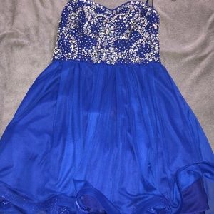 Blue strapless dress